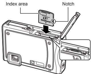 OLYMPUS STYLUS TOUGH 8000 - Loading the battery and the xD-Picture Card™ (sold separately) into the camera - 3