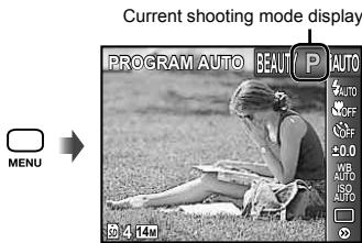 OLYMPUS Μ TOUGH-6020 - If P mode is not displayed, press the MENU button to display the function menu screen and then set the shooting mode to P. "Using the Menu" (p. 4) - 1