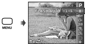 OLYMPUS Μ TOUGH-6020 - Select the flash option in the shooting function menu. - 1
