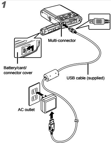Multi-connector Battery/card/ connector cover USB cable (supplied) AC outlet