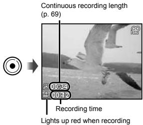 Continuous recording length (p. 69) 00:34 00:12 Recording time Lights up red when recording
