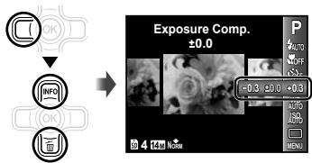 OLYMPUS TG-310 - Select the exposure compensation option in the shooting function menu. - 1