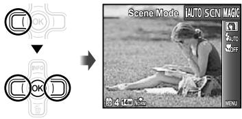 OLYMPUS TG-610 - Set the shooting mode to SCN. - 1
