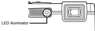 OLYMPUS TG-610 - Press and hold ? down until the LED illuminator lights up. - 1