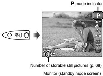 OLYMPUS TG-610 - Press the ON/OFF button to turn on the camera. - 1
