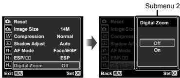 OLYMPUS TG-610 - Use to select the desired submenu 1 and then press the OK button. - 1