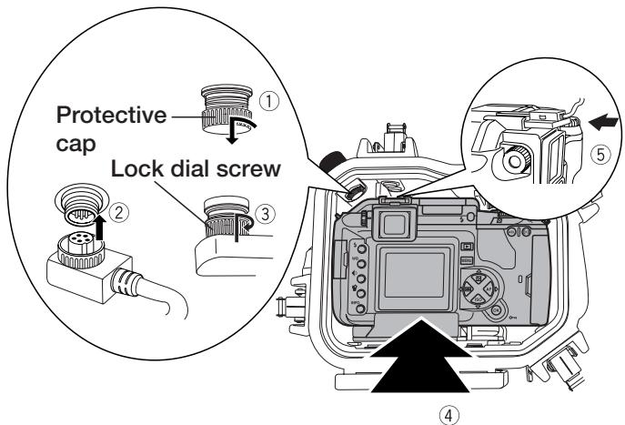 OLYMPUS PFL-E01 - 2)Connecting the hot shoe cable - 1