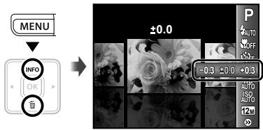 OLYMPUS T-100 - Select the exposure compensation option in the shooting function menu. - 1