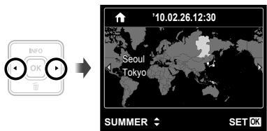 OLYMPUS T-100 - Use ◀▶ to select your home time zone and press the OK button. - 1