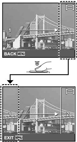 OLYMPUS T-100 - Press the shutter button to take the first frame, and then compose the second shot. - 1