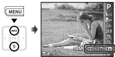 OLYMPUS T-100 - Select the image size option in the shooting function menu. - 1