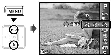 OLYMPUS T-100 - Select the self-timer option in the shooting function menu. - 1