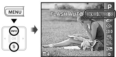 OLYMPUS T-100 - Select the flash option in the shooting function menu. - 1