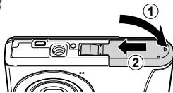 OLYMPUS T-100 - Inserting the battery and the SD/SDHC memory card (sold separately) - 5