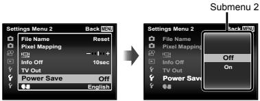 OLYMPUS TG-1 - Use to select the desired submenu 1 and then press the OK button. - 1