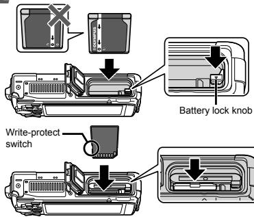 OLYMPUS TG-1 - Inserting the battery and card - 2