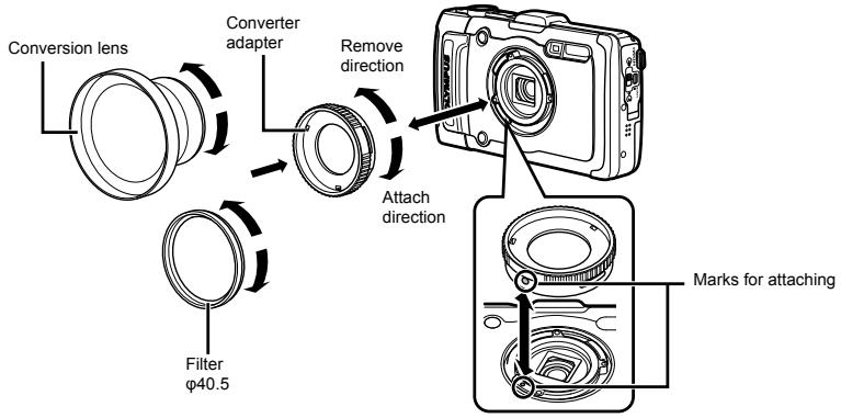 OLYMPUS TG-1 - To attach/remove the conversion lens/filter - 1