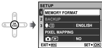 OLYMPUS Μ-550WP - Press the OK FUNC button. - 1