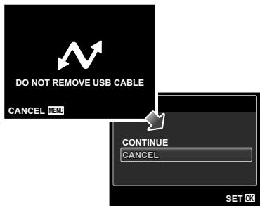 DO NOT REMOVE USB CABLE CANCEL MENU CONTINUE CANCEL SET OK