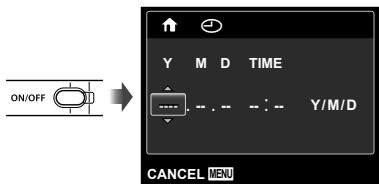 ON/OFF Y M D TIME ---- Y/M/D CANCEL MENU