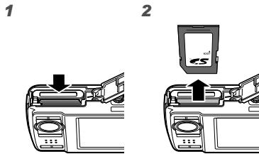 OLYMPUS Μ-7030 - To remove the SD/SDHC memory card - 1