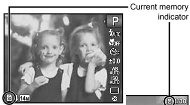 Current memory indicator P AUTO OFF F ≥0.0 WB AUTO ISO AUTO 14h 73.0