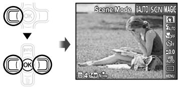 OLYMPUS TG-320 - Set the shooting mode to SCN. - 1
