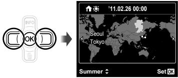 OLYMPUS TG-320 - Use ◀▶ to select the [↑] time zone and then press the Ⓞ button. - 1