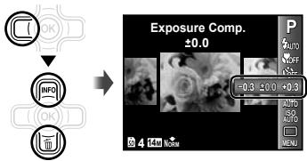 OLYMPUS TG-320 - Select the exposure compensation option in the shooting function menu. - 1