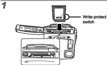OLYMPUS TG-320 - Inserting an SD/SDHC/SDXC memory card or Eye-Fi card (commercially available) - 1