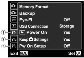OLYMPUS TG-320 - Menus for Other Camera Settings - 1