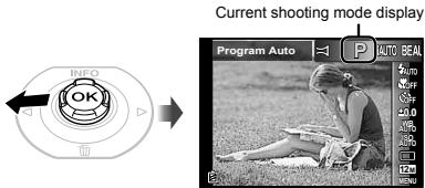 OLYMPUS TG-820 - If P mode is not displayed, press ◀ to display the function menu screen and then set the shooting mode to P. "Using the Menu" (p. 8) - 1