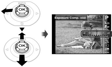 OLYMPUS TG-820 - Select the exposure compensation option in the function menu. - 1