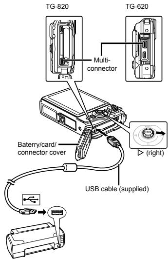 OLYMPUS TG-820 - Turn on the printer, and then connect the printer and camera.- - 1