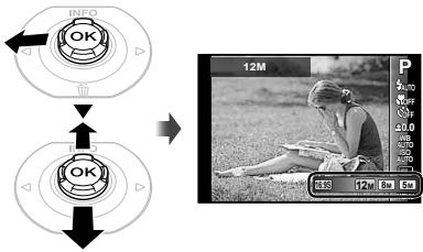 OLYMPUS TG-820 - Select the image size option in the function menu. - 1