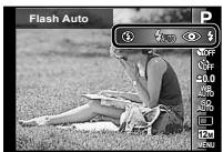 OLYMPUS TG-820 - Operating during shooting mode (Example: Flash mode) - 1