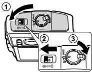 OLYMPUS TG-830 - Follow Steps ①, ② and ③ to close the battery/card cover. - 1