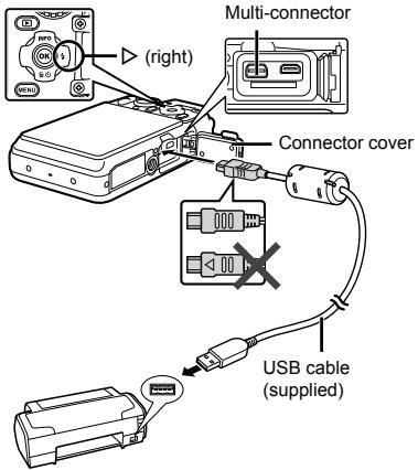 OLYMPUS TG-830 - Turn on the printer, and then connect the printer and camera. - 1