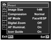 OLYMPUS VG-160 - Press the MENU button. - 1