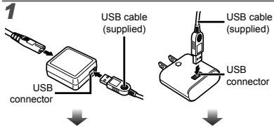OLYMPUS VG-160 - Charging the battery with the supplied USB-AC adapter - 1