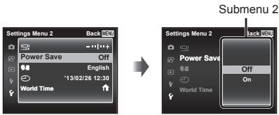 OLYMPUS VG-180 - Use  to select the desired submenu 1 and then press the OK button. - 1