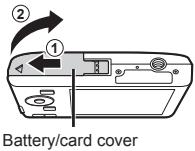 OLYMPUS VG-180 - Follow Steps ① and ② to open the battery/card cover. - 1