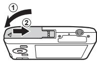 OLYMPUS VG-180 - Follow Steps ① and ② to close the battery/card cover. - 1
