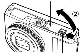 OLYMPUS XZ-10 - Follow Steps ① and ② to open the battery/card compartment cover. - 1