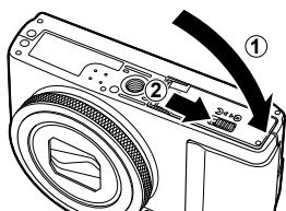 OLYMPUS XZ-10 - Follow Steps ① and ② to close battery/card compartment cover. - 1