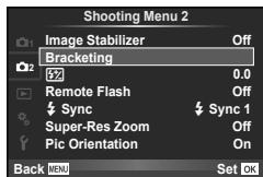 OLYMPUS XZ-10 - Select [Bracketing] in ☐₂ shooting menu 2. - 1