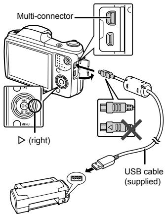 OLYMPUS SZ-16 - Turn on the printer, and then connect the printer and camera. - 1