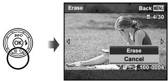 OLYMPUS SZ-16 - Display the image you want to erase and press ▽ (Ⓧ). - 1