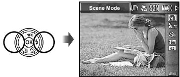 OLYMPUS SZ-16 - Press ◀ of the arrow pad in the standby mode screen to select shooting mode. - 1