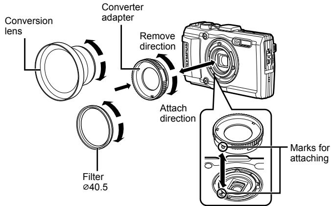 OLYMPUS TG-3 - To attach/remove the conversion lens/filter - 1